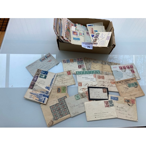 76 - Stamps : Postal history. Box of mostly old covers and early FDC’s from all over the World. A good se... 