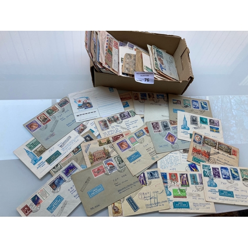 76 - Stamps : Postal history. Box of mostly old covers and early FDC’s from all over the World. A good se... 