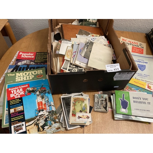 817 - Collectables : Ephemera - large box of magazines, cards, photos etc