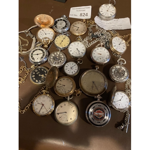 824 - Collectables : Pocket watches collection mostly vintage inc Waltham Mass 1906 - nice lot - certainly... 