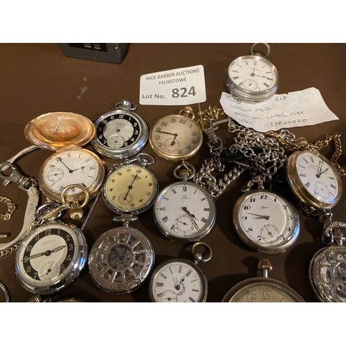 824 - Collectables : Pocket watches collection mostly vintage inc Waltham Mass 1906 - nice lot - certainly... 