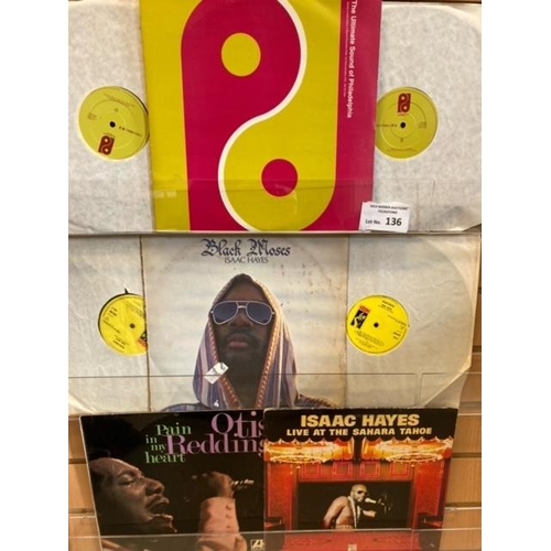 136 - Records : Soul 4 - original press LPs comprising O. Redding, I Hayes & unplayed 'Ultimate Sound of P... 