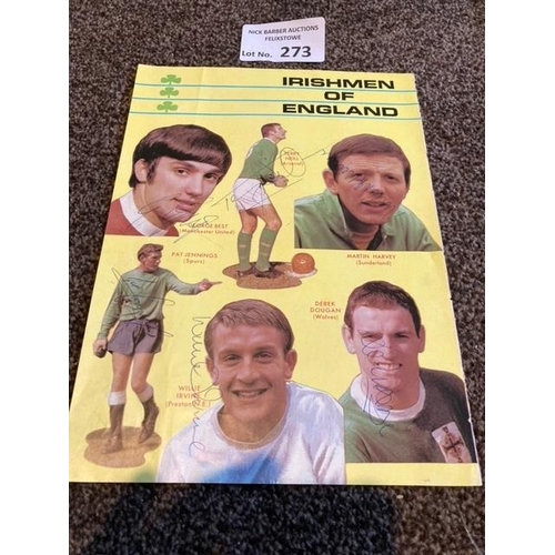 273 - Football : IRELAND players signed on magazine page inc George Best, Jennings, Dougan etc