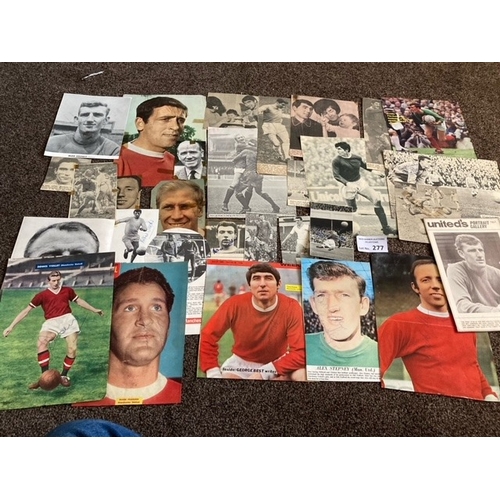 277 - Football : MAN UTD autographed players magazine pages all 1960s great lot inc Busby, Law, Kidd, Styl... 