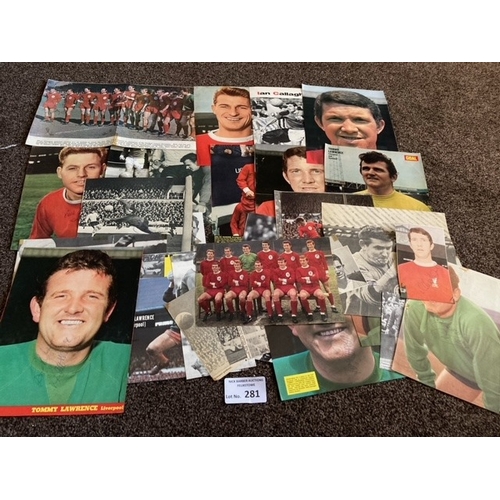 281 - Football : LIVERPOOL - autographs on magazine pages all 1960s great lot inc -Milne Team (2) Lawler, ... 