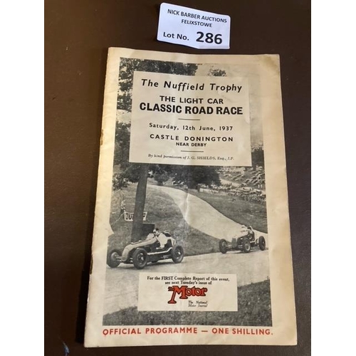 286 - Motor Racing : Donington Park - The Nuffield Trophy - Classic Car Road Race programme - great cond 3... 