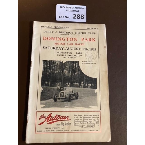 288 - Motor Racing : Donington Park - Car Race meeting programme - 28 pages - 17 August 1935 - great condi... 