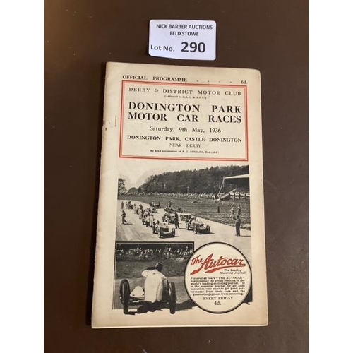 290 - Motor Racing : Donington Park - Car Race meeting programme - super condition 32 pages 9 May 1936