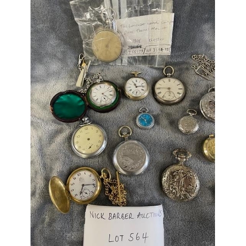 564 - Collectables : Pocket watches - nice selection of various watches - some vintage