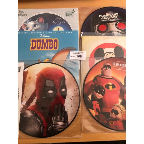 109 - Records : Disney Animated Film - albums some picture discs inc The Incredibles, Guardians of The Gal... 