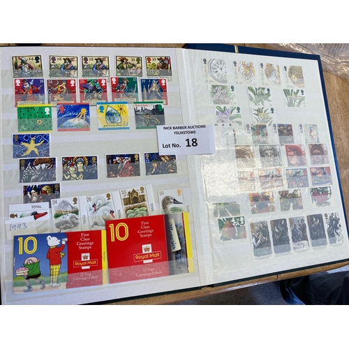 18 - Stamps : Two stockbooks of decimal mint GB  stamps including some first class stamps with a total us... 