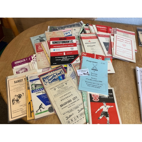 350B - Football : Box of interesting items many 1960s non league, inc Arsenal early 60s inc reserves Harwic... 