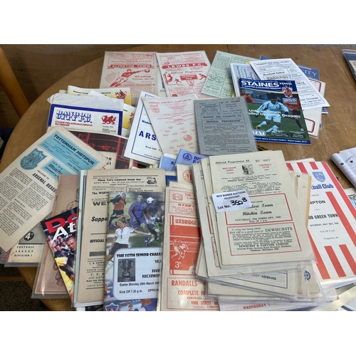 350B - Football : Box of interesting items many 1960s non league, inc Arsenal early 60s inc reserves Harwic... 