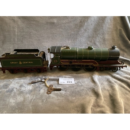 351 - Diecast : Bing 'O' gauge - Bassett Lowke 'Sir Sam Fay' locomotive - 1 gauge clockwork driven 4_6_0 -... 