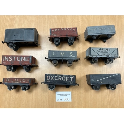 360 - Diecast : 9 assorted wagons - 8 wood, one tin plate - fair to good condition