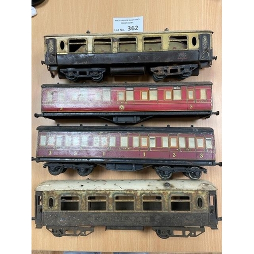 362 - Diecast : Bing for Bassett Lowke one gauge - 4x coaches in varying conditions