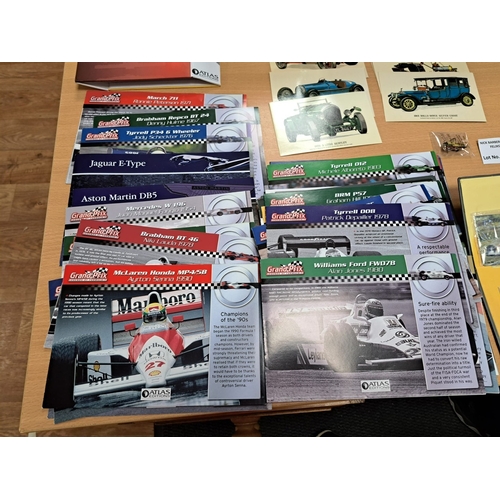 372 - Diecast : 8 model F1 cars, info sheets 2 models DBS/Jaguar Atlas editions info etc