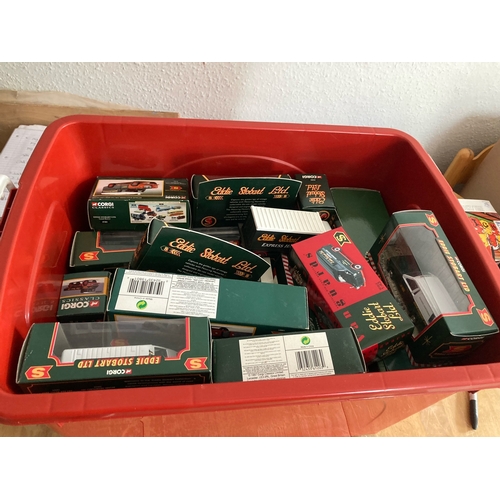 373 - DieCast : Eddie Stobart boxed vehicles in large box - varying sizes trucks vans all in good conditio... 