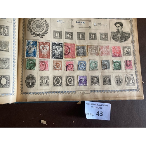 43 - Stamps : Illustrated stamp album - vintage - a bit brittle but interesting items within GB, France, ... 