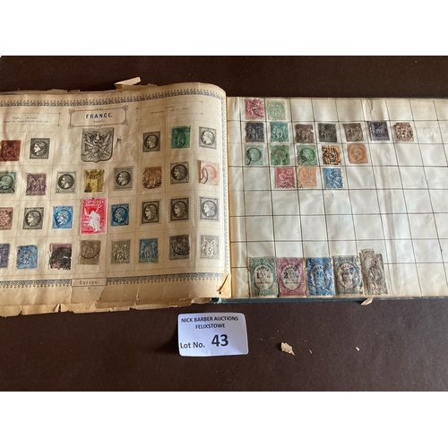 43 - Stamps : Illustrated stamp album - vintage - a bit brittle but interesting items within GB, France, ... 