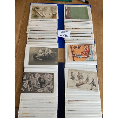 466 - Postcards : 2 modern flip albums - nice lot inc greetings/comic cards 200+ cards