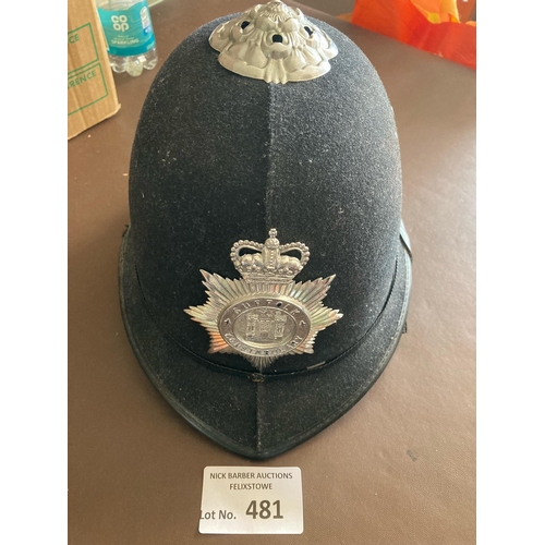 481 - Collectables : Police - Suffolk Constabulary helmet 1960s/70s in good cond - original size 59