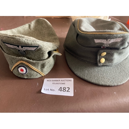 482 - Collectables : Militaria German WWII Third Reich cap/side caps (2) potentially replicas - generally ... 