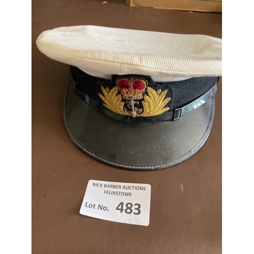 483 - Collectables : Militaria - Royal Navy officers cap - post WWII A J Mitchell written inside