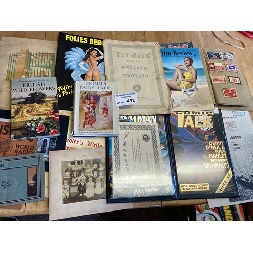 492 - Collectables : Vast lot of paper, books, mags, local items, varied in large box