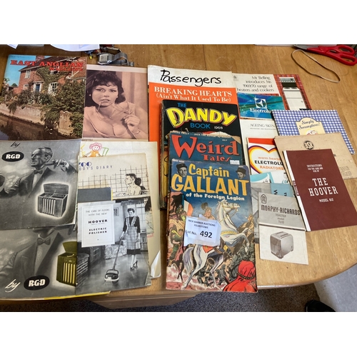 492 - Collectables : Vast lot of paper, books, mags, local items, varied in large box