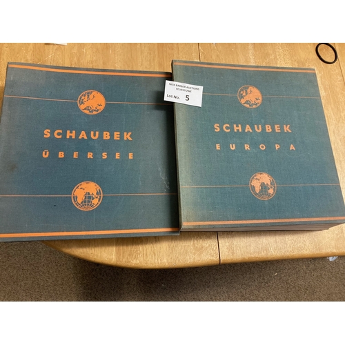 5 - Stamps : Two enormous and heavy German Schaubek albums, one of European stamps and one of Overseas 1... 