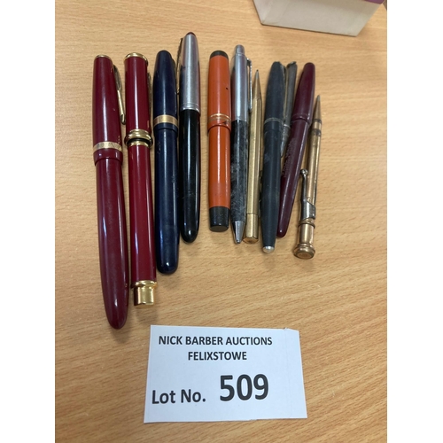 509 - Collectables : Fountain pens - inc Waterman etc - some 14k nibs - interesting lot