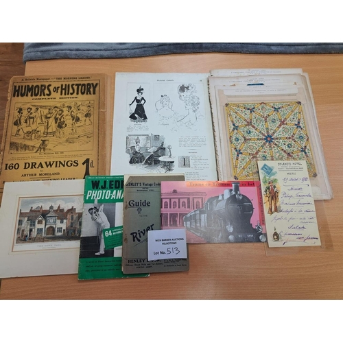 513 - Collectables : Large box of mixed ephemera inc postcards, box of cig cards, autograph books, stamps,... 