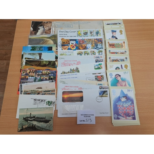 513 - Collectables : Large box of mixed ephemera inc postcards, box of cig cards, autograph books, stamps,... 