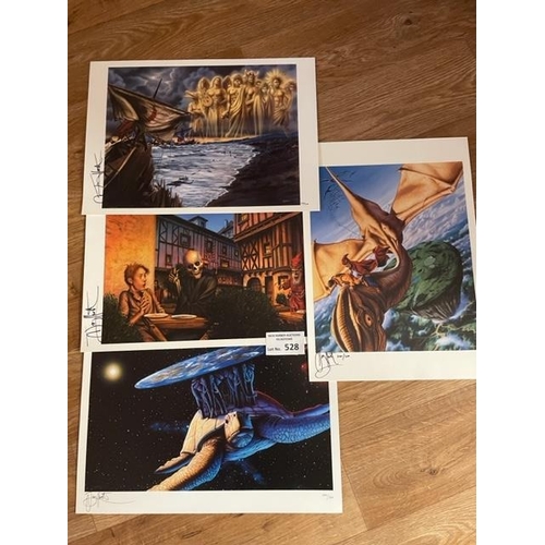 528 - Collectables : Discworld by Clare Craft 9 different A3 prints all signed by Terry Pratchett, plus 20... 