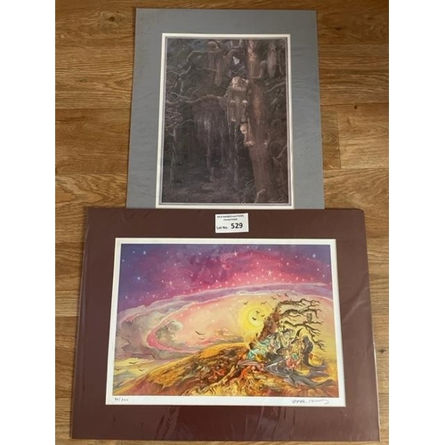 529 - Collectables : Discworld by Clare Craft /Lord of the  Rings, themed mounted prints x5, descriptions ... 