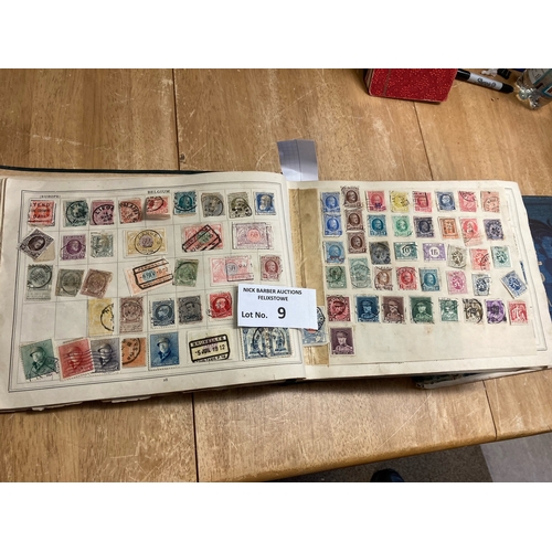 9 - Stamps : Two old oblong Improved Stamp Albums with an all world collection