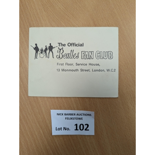 102 - Records; Memorabilia: The Beatles Fan Card, signed by Paul McCartney; Good condition (see photos).