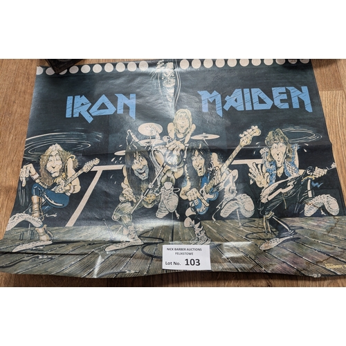 103 - Records; Memorabilia: Collection of mostly Iron Maiden heavy metal posters (see photos), Fair to Goo... 