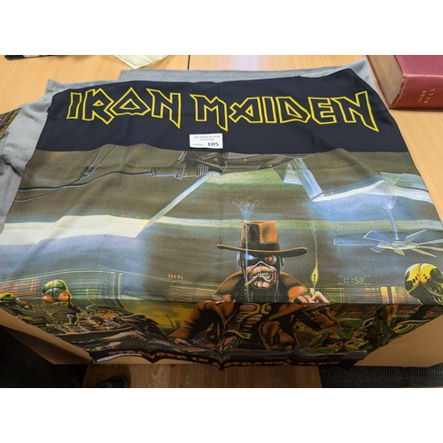 105 - Records; Memorabilia: Assortment of Iron Maiden memorabilia and items, including 2x 28