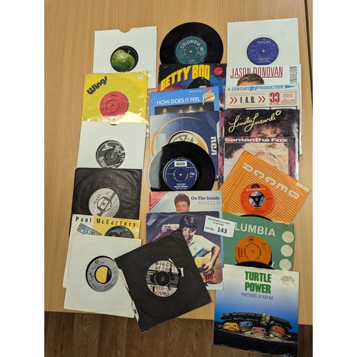 143 - Records: Box of The Beatles singles and EPs; plus related singles; generally Good; (110+).