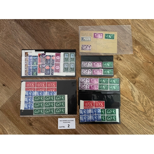 2 - Stamps: GB QE2 pre-decimal Mint and Used stamps, including blocks, singles, and covers.