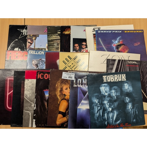 201 - Records: Assortment of Heavy Metal bands including AC/DC, Judas Priest, and rarities; conditions var... 