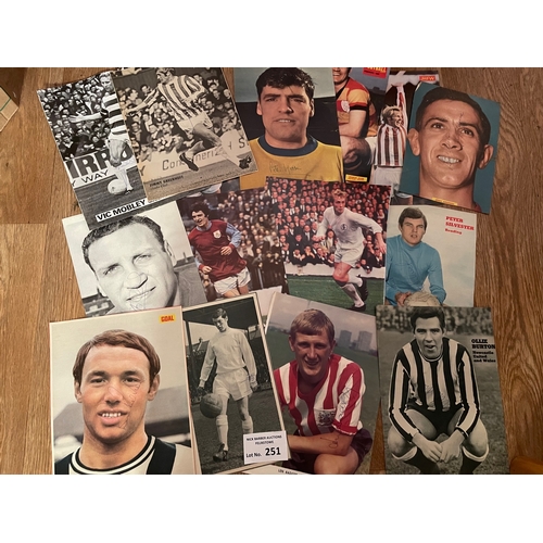 251 - Sports Memorabilia; Football: Football signed 1960's magazine pages, featuring various players and c... 