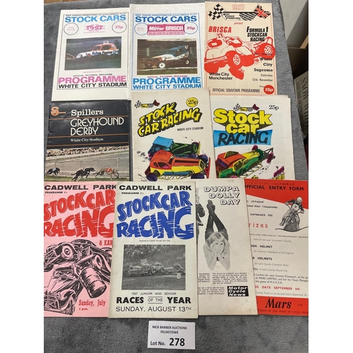 278 - Sports Memorabilia: Mixed sports programmes, from 1960s onwards, including Stock Car racing, Golf, B... 