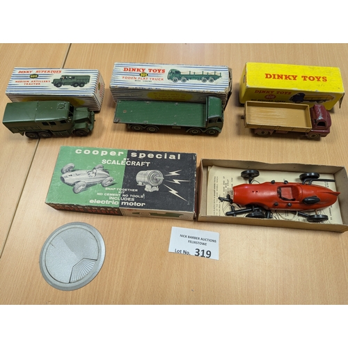 319 - Diecast: Assortment of boxed and unboxed Dinky toys; trucks, army; good conditions; plus Scalecraft ... 