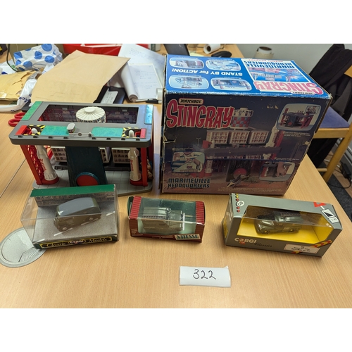 322 - Diecast: Mixed box, including models, Corgi, RAF Airsea Rescue Tender, Matchbox Stingray, etc.