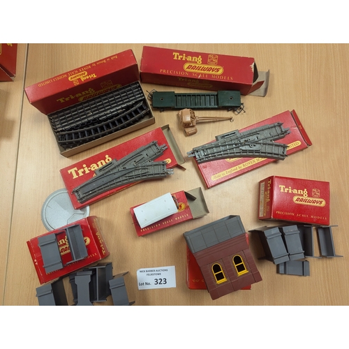 323 - Diecast; Railway: Box of Tri-ang; set plus other carriages, wagons, track; 1960s; mostly boxed.