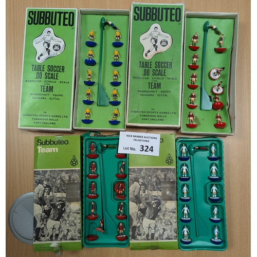 324 - Diecast; Subbuteo: Assortment of Subbuteo; 1970s; set, 4 teams and accessories; mostly Decent condit... 