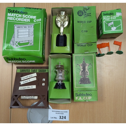 324 - Diecast; Subbuteo: Assortment of Subbuteo; 1970s; set, 4 teams and accessories; mostly Decent condit... 